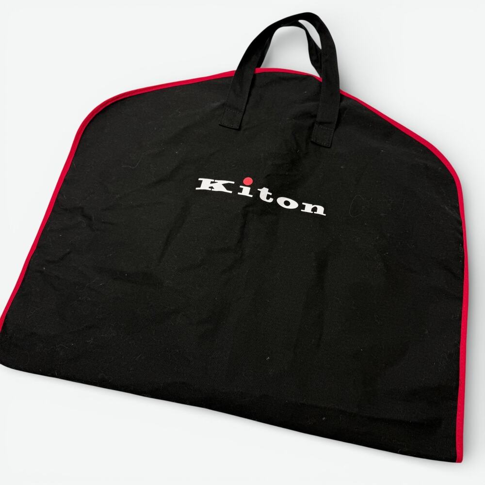 KITON NAPOLI 40" Fabric Garment Bag Black Fabric Red Trim Suit Jacket Travel